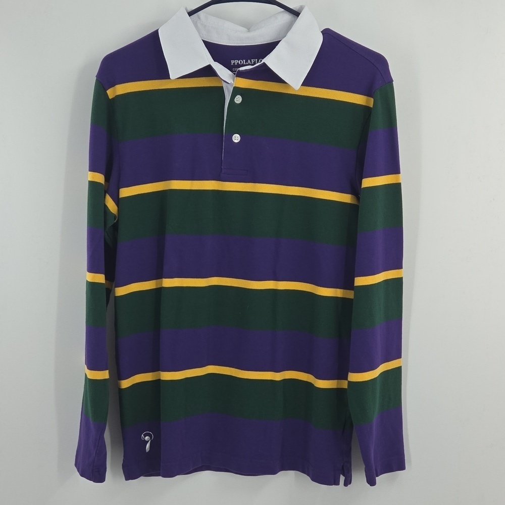 Striped Purple and Green Men's Shirt - Picture 7 of 16